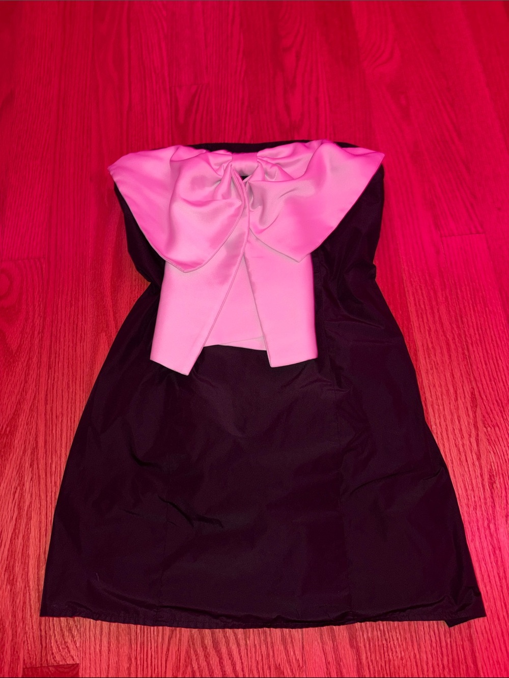 Black Strapless Dress with Bow Accent